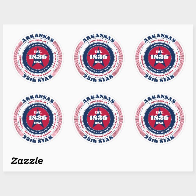 Patriotic Arkansas Circle Design Sticker (Sheet)