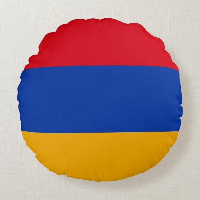 Patriotic Armenian Flag Round Pillow (Front)