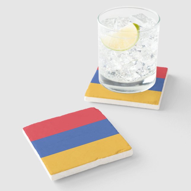 Patriotic Armenian Flag Stone Coaster (Side)