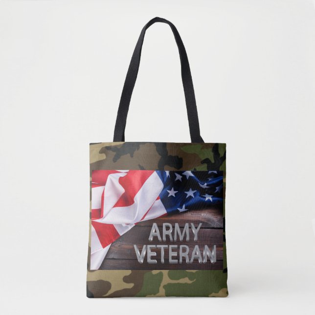 Patriotic Army Veteran Tote Bag (Front)