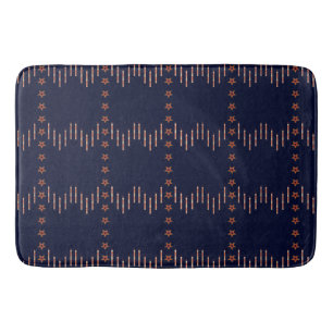 Patriotic Art Deco - Red Ivory on Navy Blue v4 Bath Mat