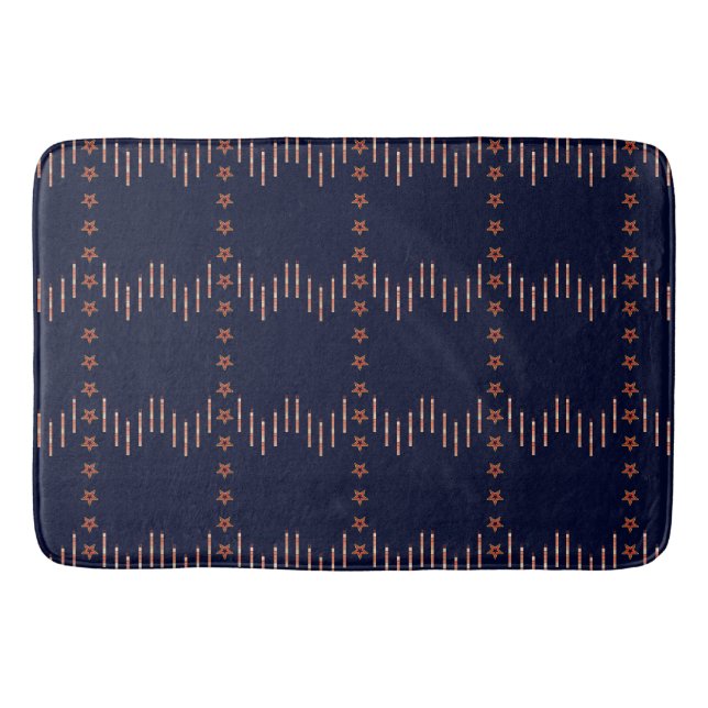 Patriotic Art Deco - Red Ivory on Navy Blue v4 Bath Mat (Front)