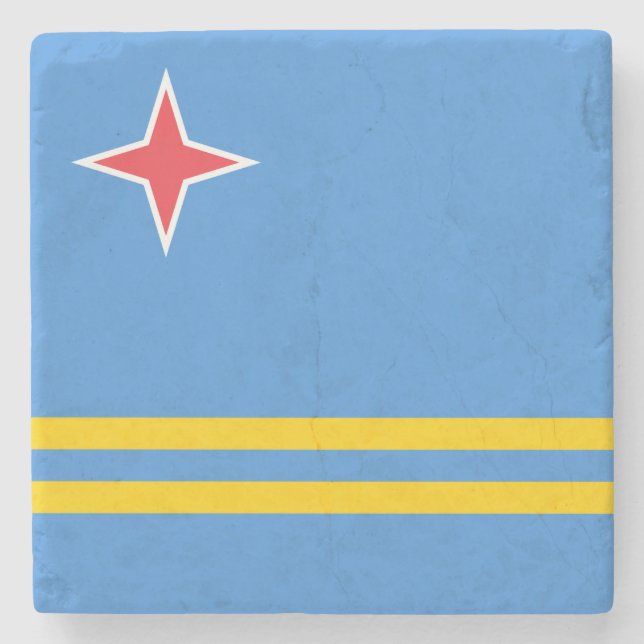 Patriotic Aruba Flag Stone Coaster (Front)
