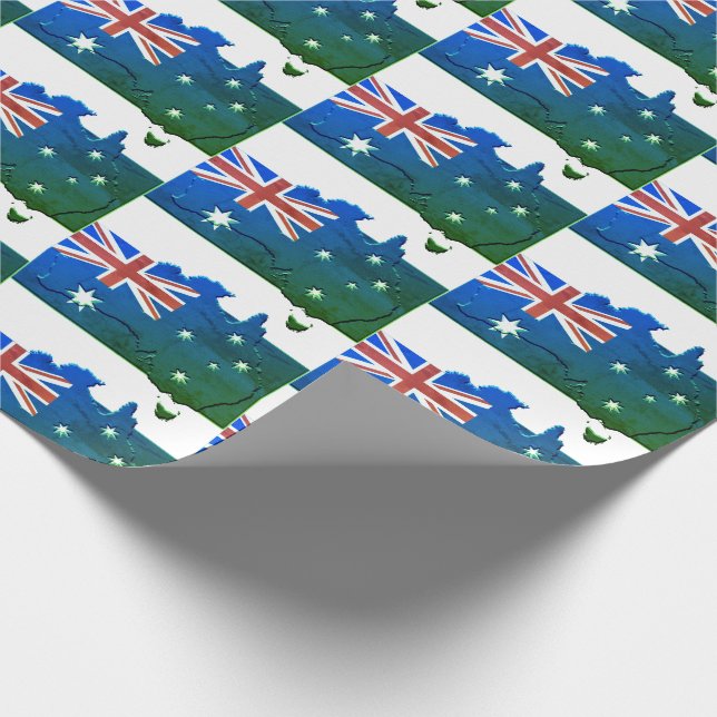 Patriotic AUSTRALIA FLAG Australian Map Blue Green Wrapping Paper (Corner)