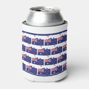 Patriotic   AUSTRALIAN FLAG   Aussie Map Outline Can Cooler