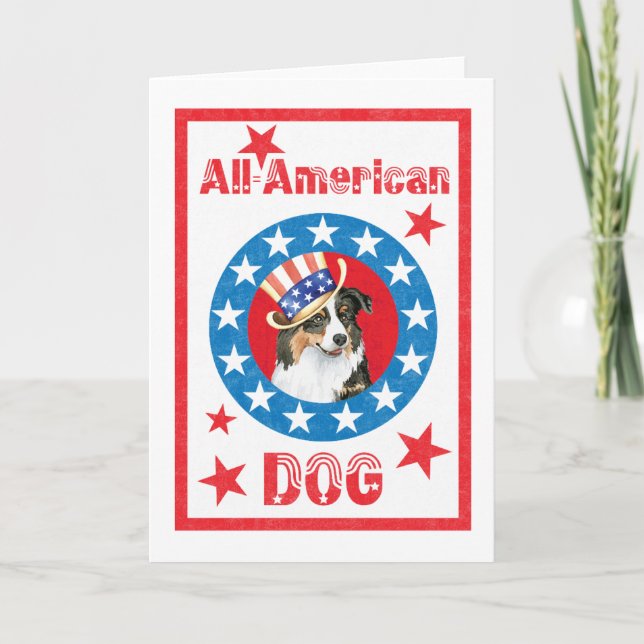 Patriotic Australian Shepherd Card (Front)