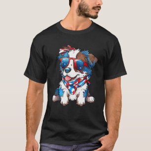 Patriotic Australian Shepherd Dog USA Flag 4th of  T-Shirt