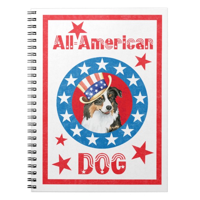 Patriotic Australian Shepherd Notebook (Front)
