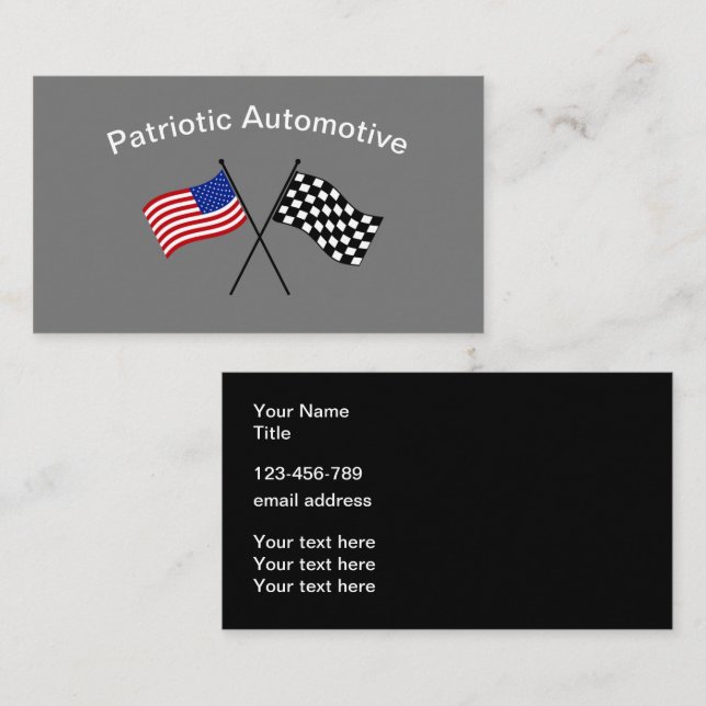 Patriotic Automotive Cartes de visite de thème (Devant / Derrière)
