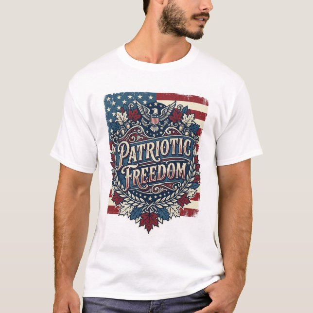 Patriotic Autumn Leaves Vector Graphic Tee (Front)