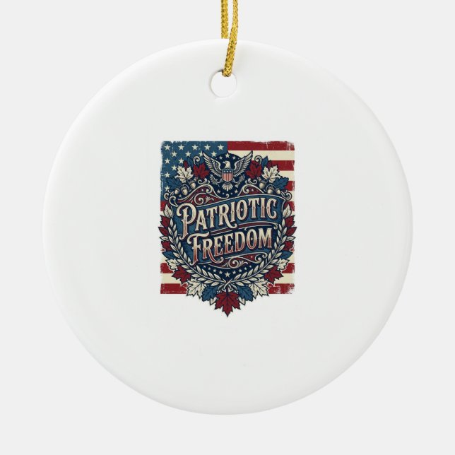 Patriotic Autumn Leaves Vector Graphic Tee Ceramic Ornament (Front)