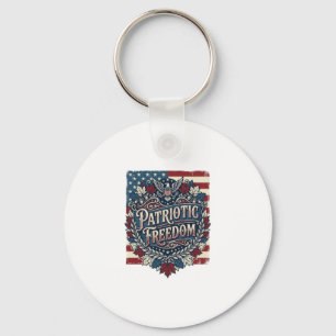 Patriotic Autumn Leaves Vector Graphic Tee Keychain