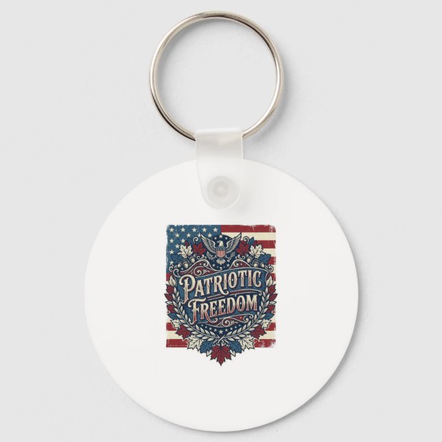 Patriotic Autumn Leaves Vector Graphic Tee Keychain (Front)