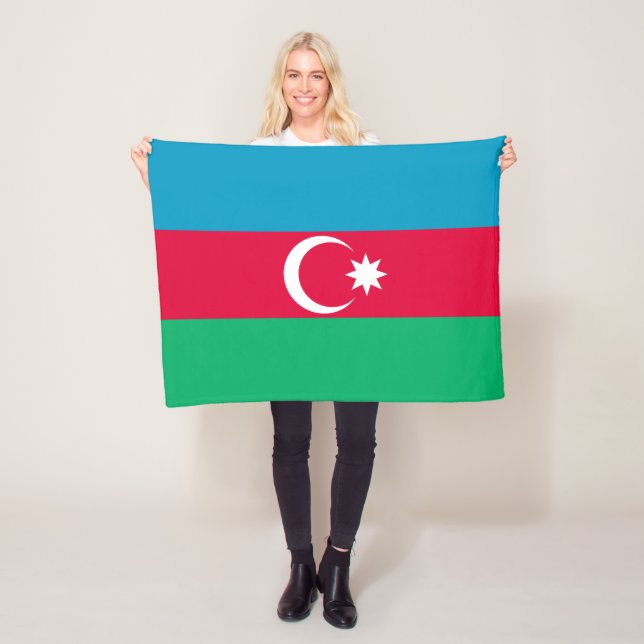 Patriotic Azerbaijan Flag Fleece Blanket (In Situ)