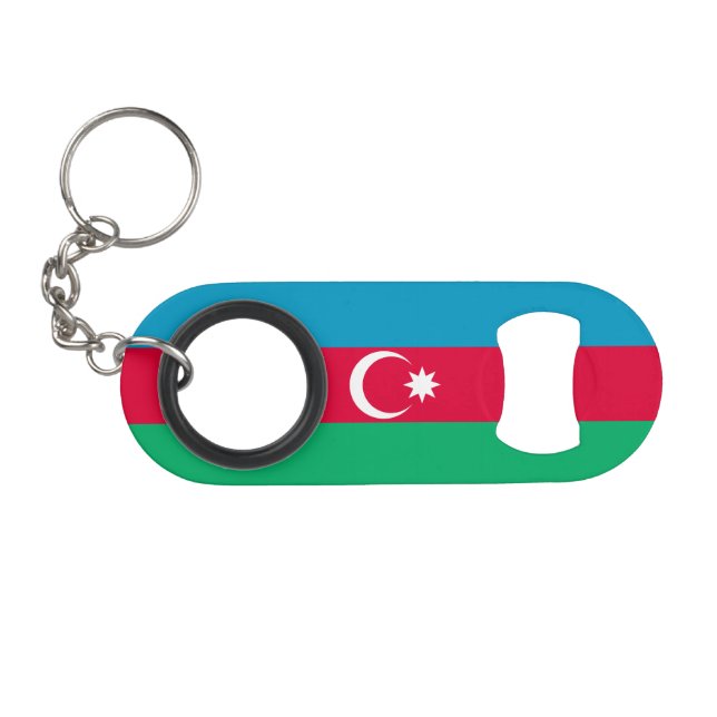 Patriotic Azerbaijan Flag Keychain Bottle Opener (Front (Horizontal))