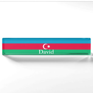 Patriotic Azerbaijan Flag Nameplate