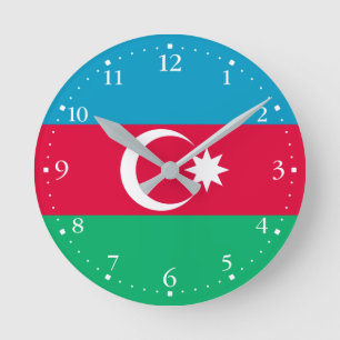 Patriotic Azerbaijan Flag Round Clock