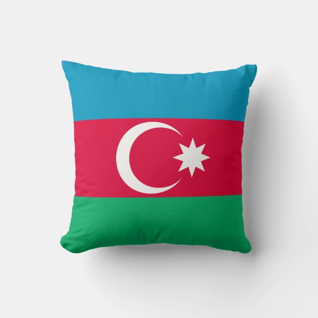 Patriotic Azerbaijan Flag Throw Pillow (Front)
