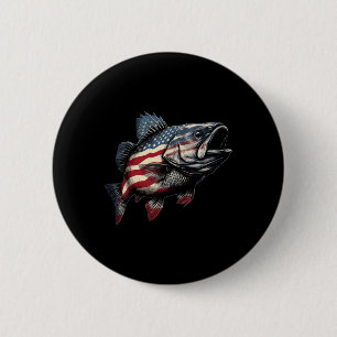 Patriotic B Fishing American Flag Fisherman Appare 2 Inch Round Button