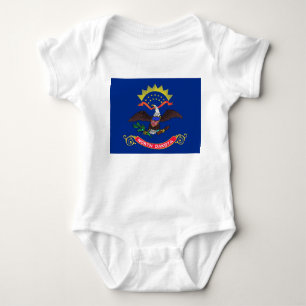 Patriotic baby bodysuit with flag North Dakota