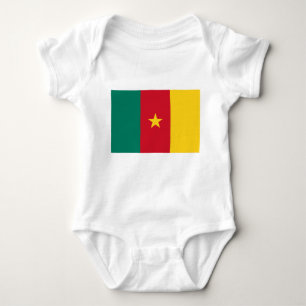 Patriotic baby bodysuit with flag of Cameroon
