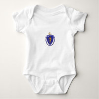 Patriotic baby bodysuit with flag of Massachusetts