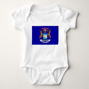 Patriotic baby bodysuit with flag of Michigan