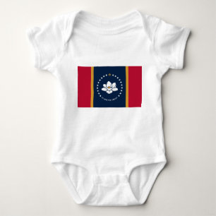 Patriotic baby bodysuit with flag of Mississippi