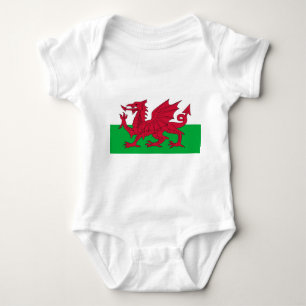 Patriotic baby bodysuit with flag Wales, UK