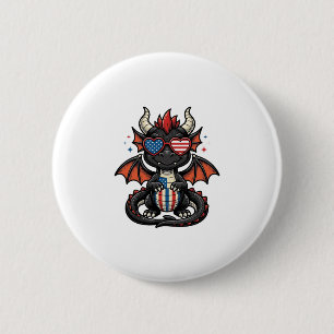 Patriotic Baby Dragon Vintage Vector Shirt Design_ 2 Inch Round Button