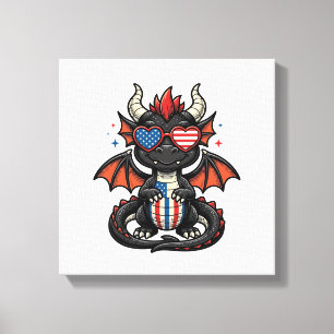 Patriotic Baby Dragon Vintage Vector Shirt Design_ Canvas Print