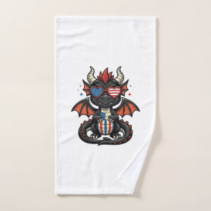 Patriotic Baby Dragon Vintage Vector Shirt Design_ Hand Towel