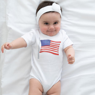 Patriotic Baby Red White and Blue Trendy  Baby Bodysuit
