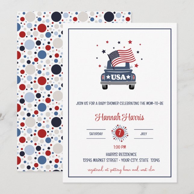 Patriotic Baby Shower Invitation (Front/Back)