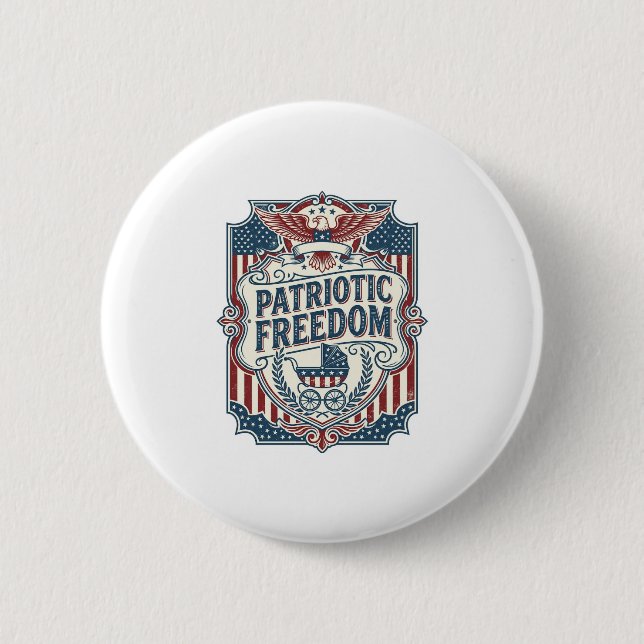 Patriotic Baby Shower Vector Graphic Tee 2 Inch Round Button (Front)