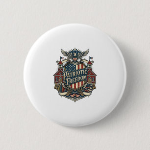 Patriotic Back to School Vector Graphic Tee 2 Inch Round Button