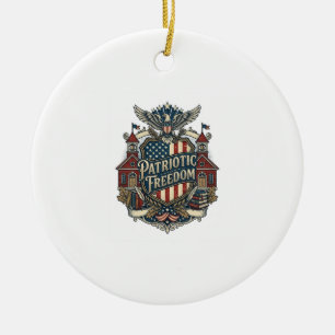 Patriotic Back to School Vector Graphic Tee Ceramic Ornament