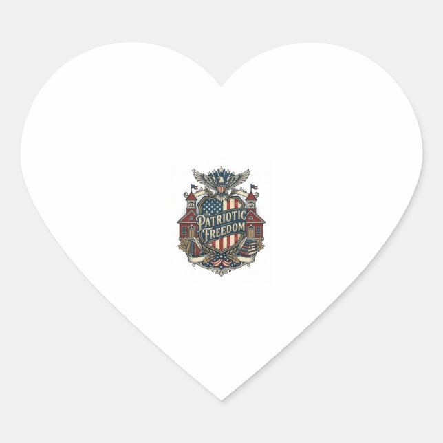 Patriotic Back to School Vector Graphic Tee Heart Sticker (Front)