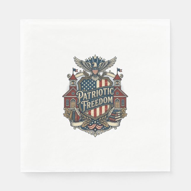 Patriotic Back to School Vector Graphic Tee Napkin (Front)