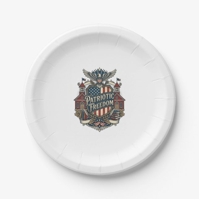 Patriotic Back to School Vector Graphic Tee Paper Plate (Front)
