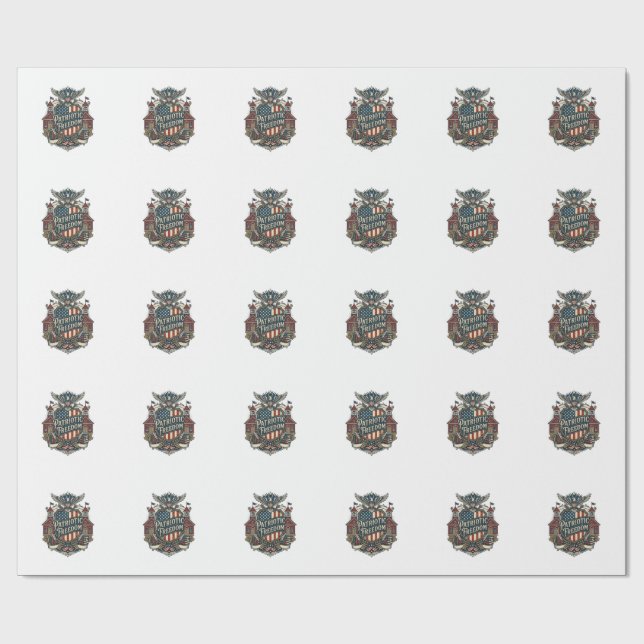 Patriotic Back to School Vector Graphic Tee Wrapping Paper (Flat)