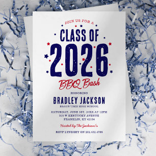Patriotic Backyard BBQ Graduation Party Invitation