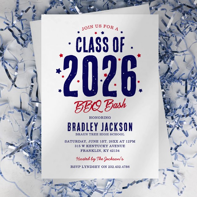 Patriotic Backyard BBQ Graduation Party Invitation (Creator Uploaded)