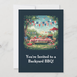 Patriotic Backyard BBQ Scene – 4th of July Invitation