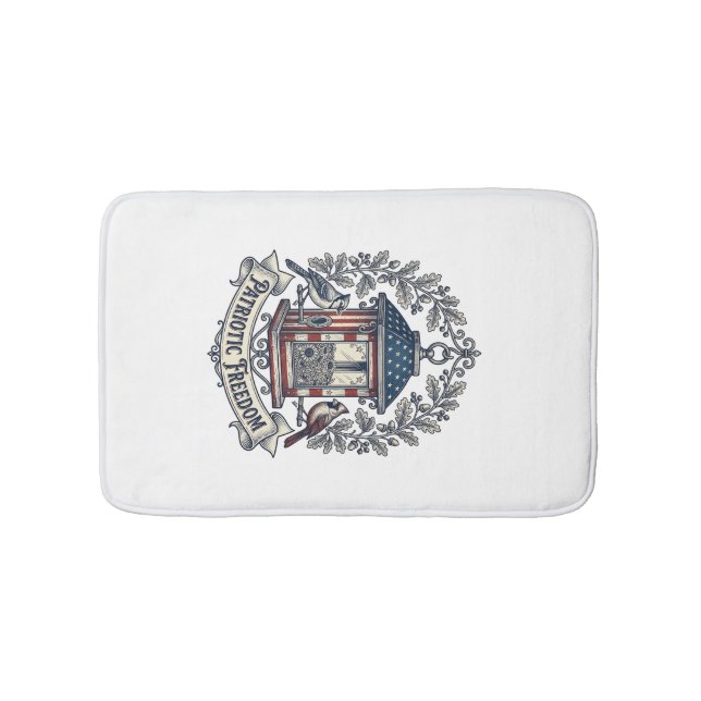 Patriotic Backyard Bird Feeder Vector Graphic Tee_ Bath Mat (Front)