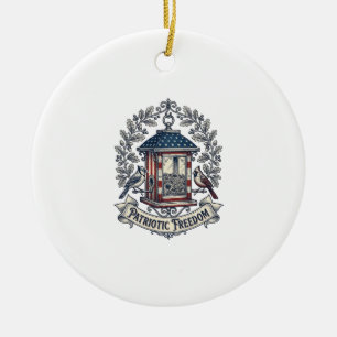 Patriotic Backyard Bird Feeder Vector Graphic Tee_ Ceramic Ornament
