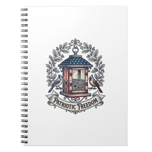 Patriotic Backyard Bird Feeder Vector Graphic Tee_ Notebook (Front)