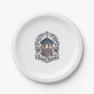Patriotic Backyard Bird Feeder Vector Graphic Tee_ Paper Plate