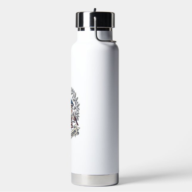 Patriotic Backyard Bird Feeder Vector Graphic Tee_ Water Bottle (Left)