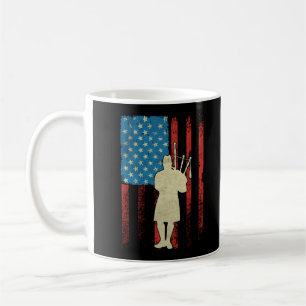 Patriotic Bagpiper American Flag USA Bagpipes Coffee Mug
